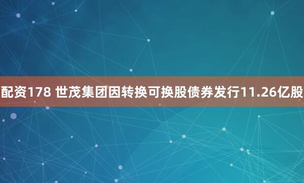 配资178 世茂集团因转换可换股债券发行11.26亿股